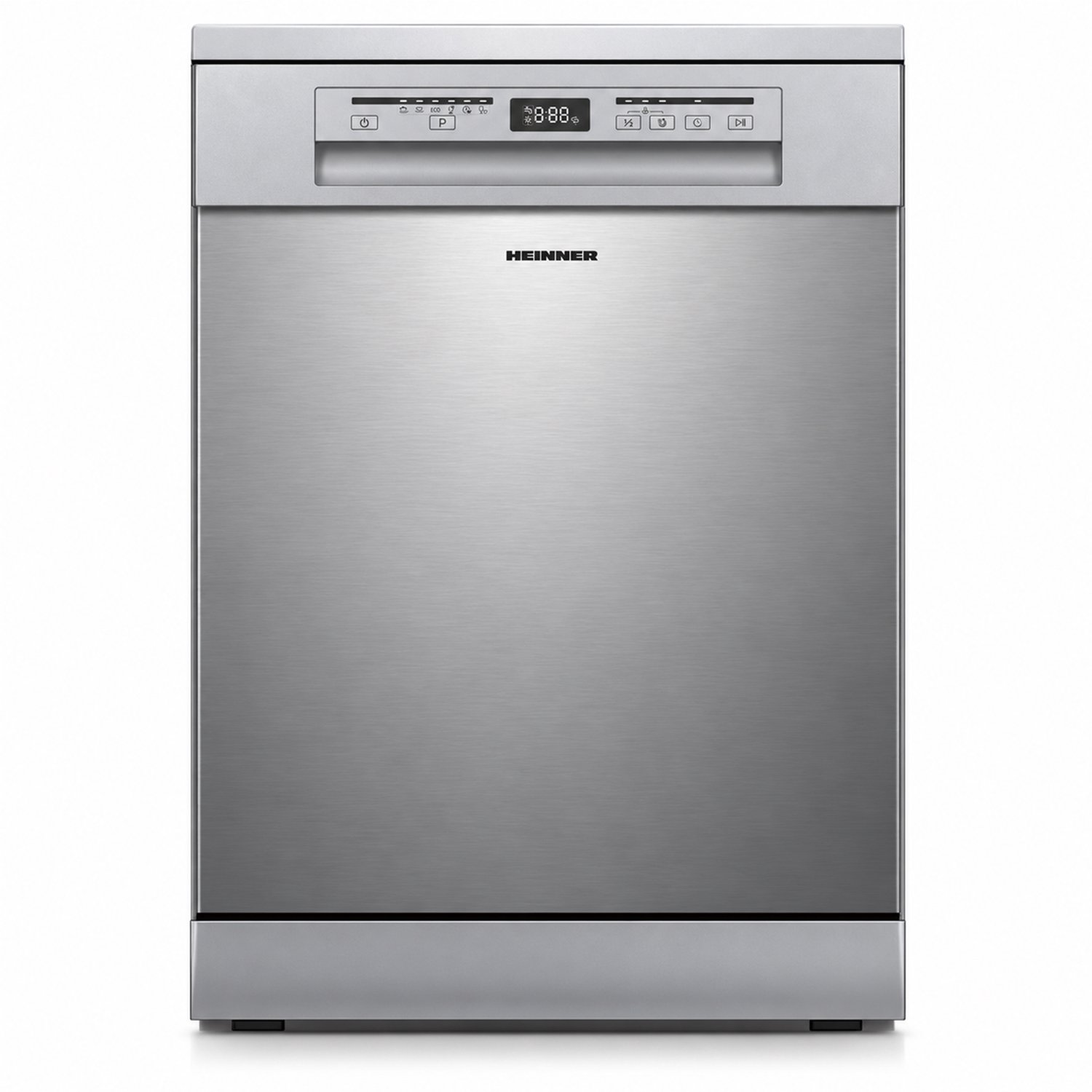Heinner HDW-FSM60614DXE++ Vrijstaande Vaatwasser – 14 Couverts – Energieklasse E – 6 Programma’s – Digitaal Display – Halve Belading – Extra Drogen – Startuitstel – AquaStop – Kinderslot – 60 cm – RVS – 5 Jaar Garantie