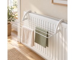 MONT KIARA Balkon- & Radiatordroogrek – 60 × 38 × 12 cm – Hangend Droogrek voor Was – Compact & Ruimtebesparend Droogrek voor Balkon, Radiator en Binnengebruik