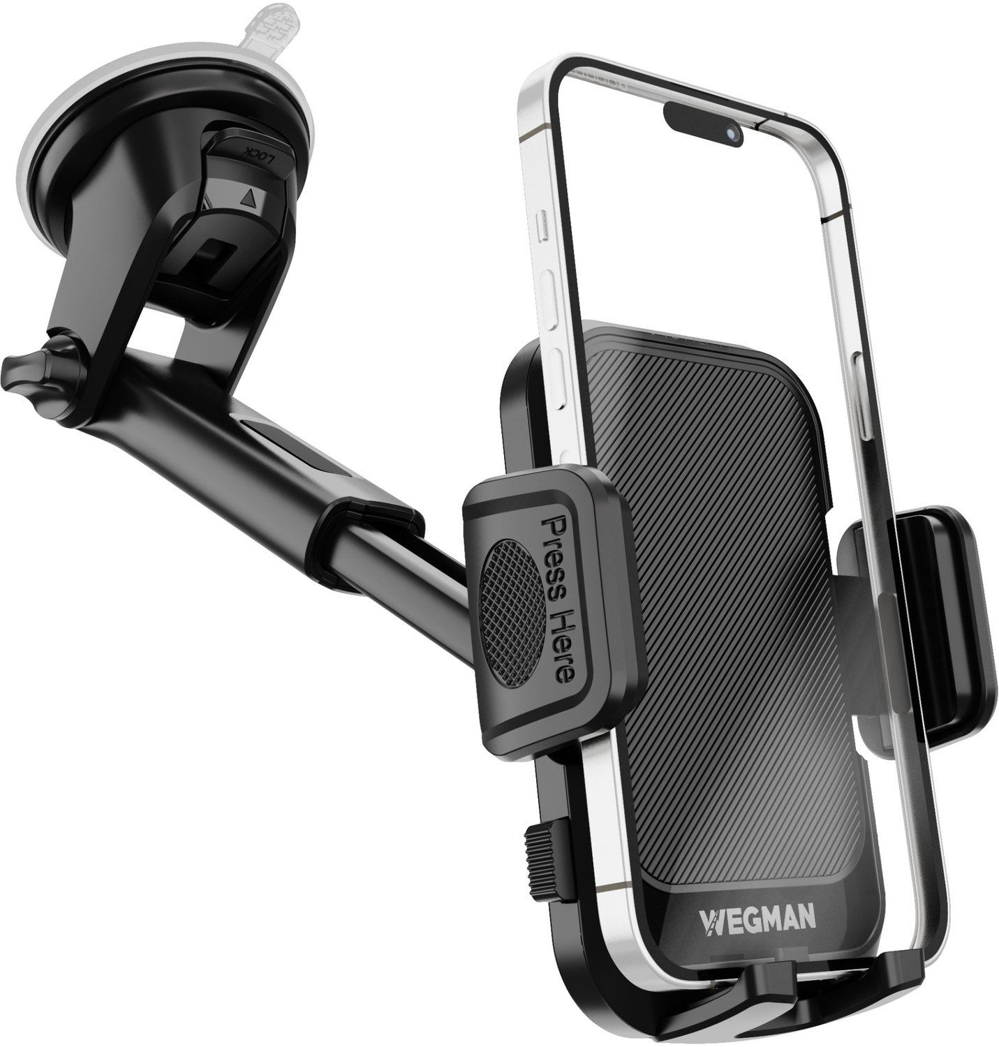 Wegman Telefoonhouder Auto Zuignap met Verstelbare Arm - Extra Krachtige Zuignap voor Dashboard en Raam - Autohouder voor alle Telefoons - Telefoonhouders Auto - GSM Mobiel Houder - Phone Holder Car - Auto Accessories