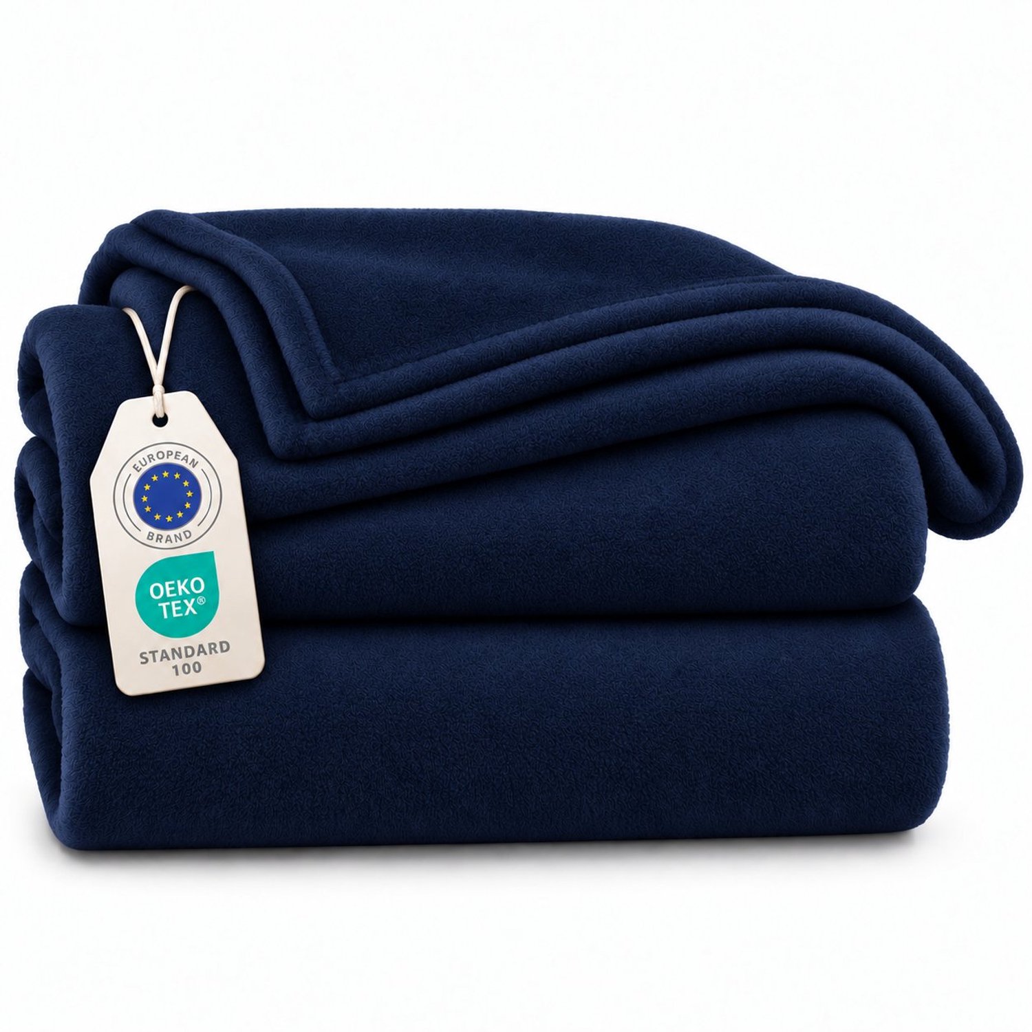 Tbeloo Fleece deken 130 x 150 cm Diepzeeblauw - zachte microvezel deken voor bank, bed of onderweg