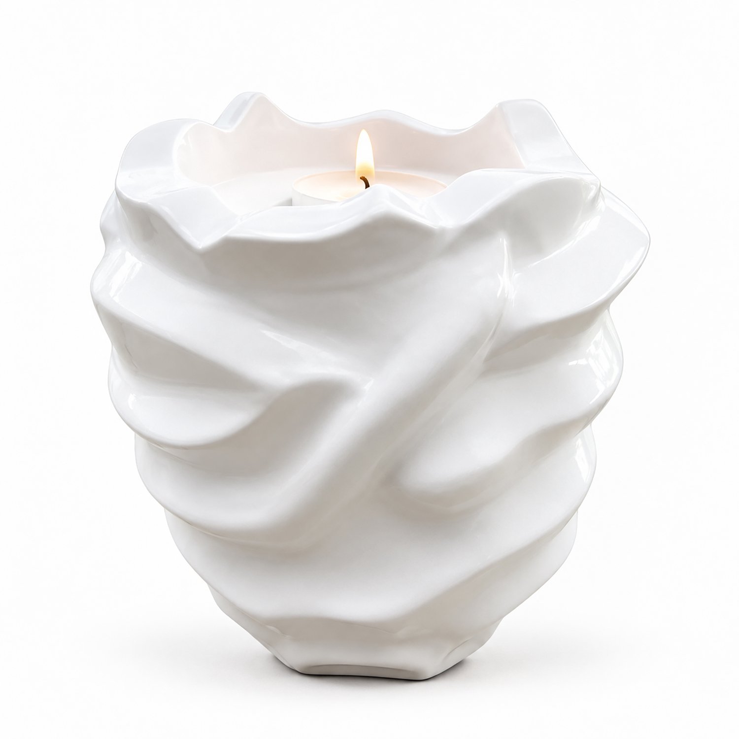 Akerz Witte Ronde Urn met Waxinelichthouder – Luxe 600 ml Herinneringsurn – Moderne Metalen Gedenkurn met Theelichthouder – 15 cm Hoog, 13 cm Diameter – Stijlvolle Bewaarurn voor As