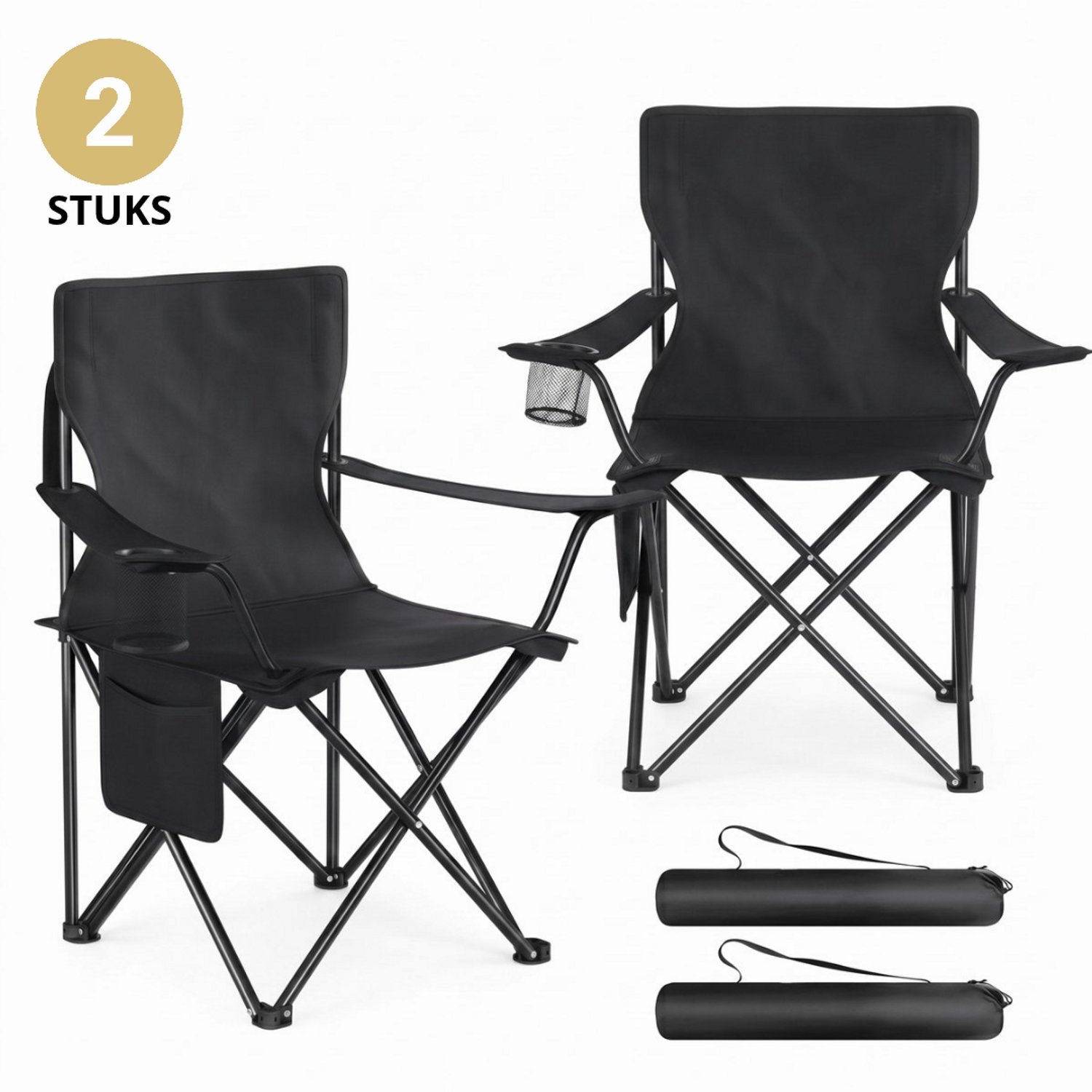 Yar Simplechair - Campingstoel - Inklapbaar Visstoel - Vouwstoel - Comfortabel - Opvouwbaar Stoel - Max. 120 KG - 2 stuks