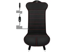 Universele stoelverwarming – Verwarmde stoelbekleding - Winterverwarmingskussen - Autoverwarmingskussen - Snel opwarmen - 12V/24V - Antislip siliconen basis - Instelbaar van 30-65°C - Met schakelaar - 120*38cm - 30W - Zwart