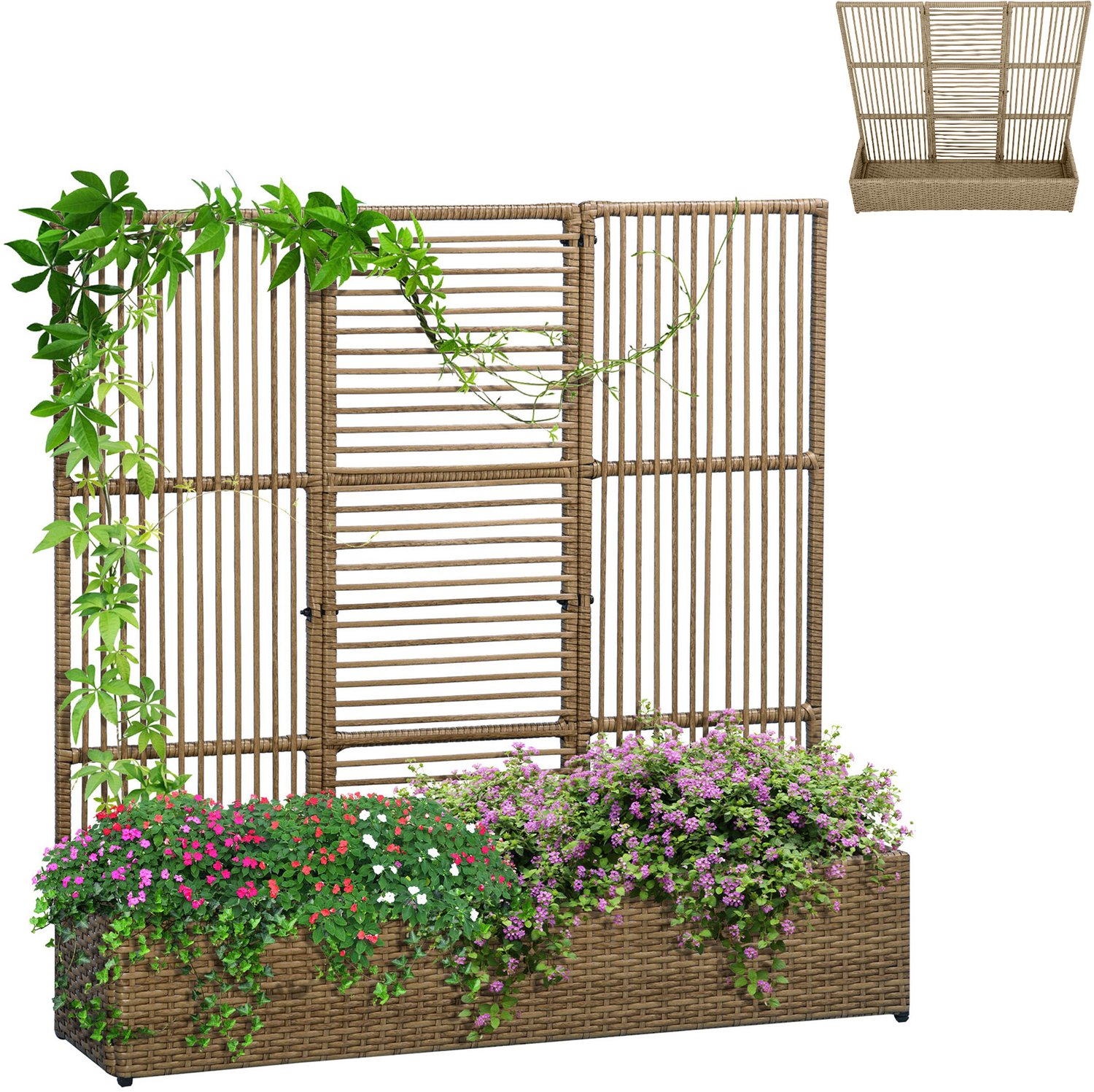 Outsunny Rattan Tuinbed - Staal - 103x103x29cm - Zand
