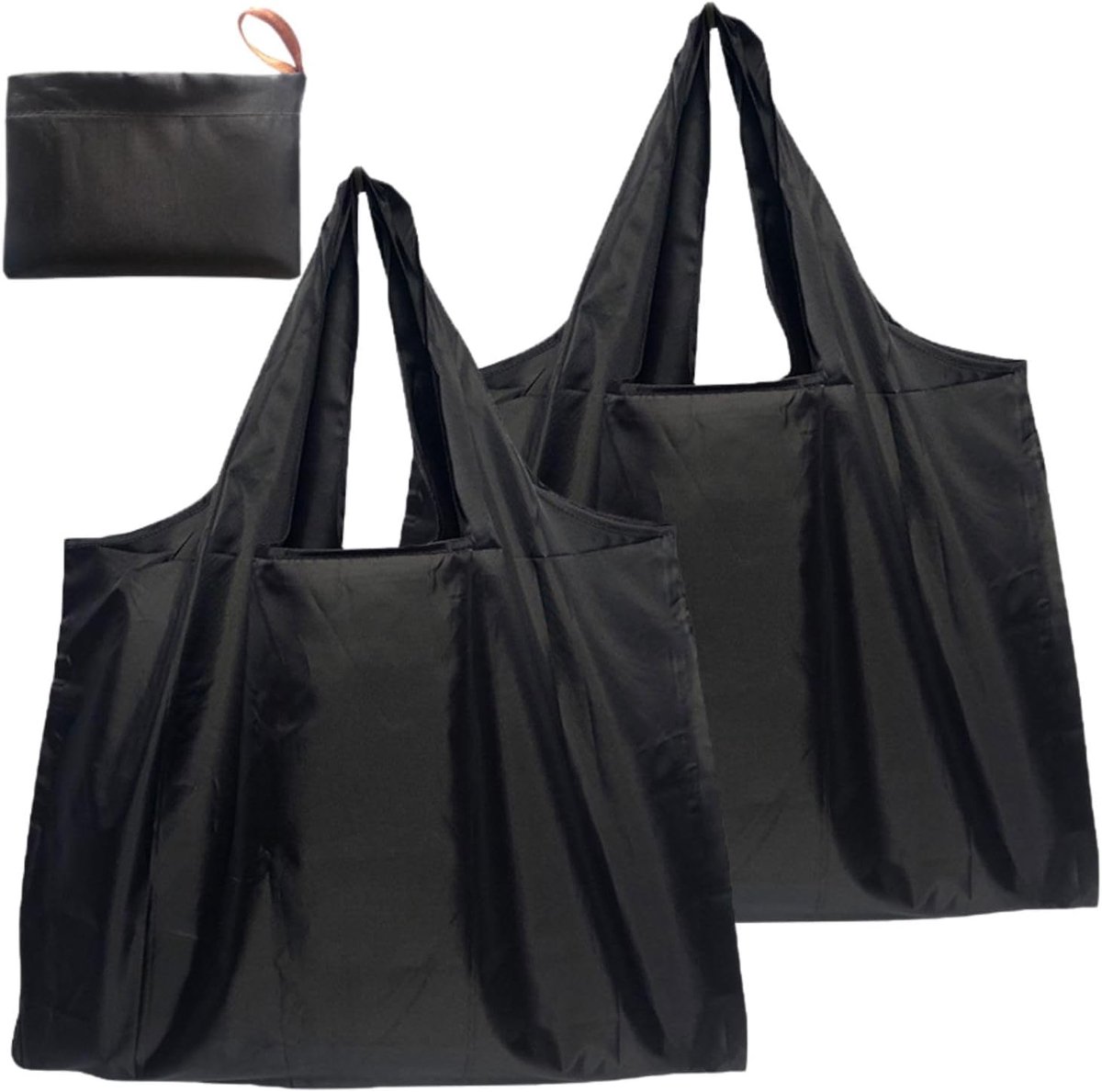 Shopping Bag Foldable 2 Pieces Foldable Shopping Bag with Handle Fabric Bag Reusable Large Fabric Tote Laundry Bag - ShopVlot