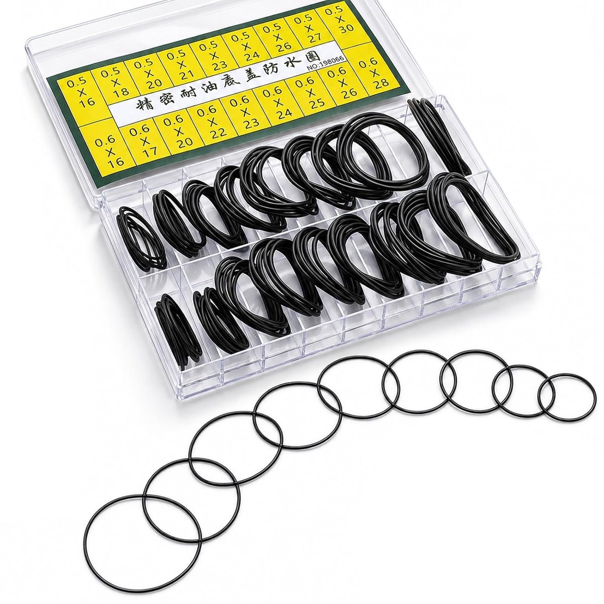 Complete set van 396 O-ring afdichtingen voor horloges, klokken en precisie-instrumenten