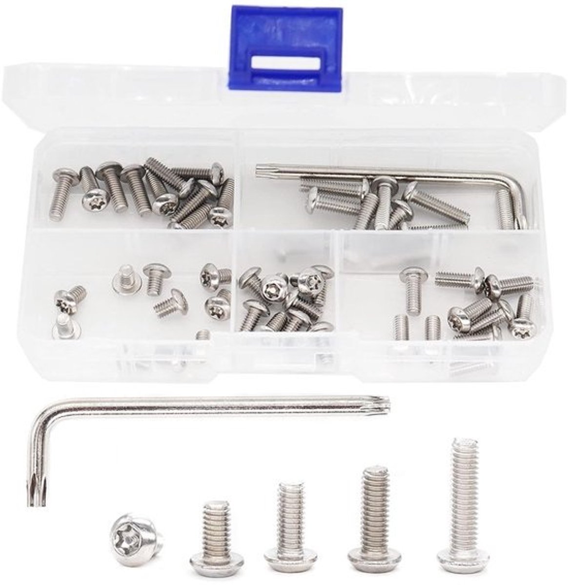 Assortiment veiligheidsschroeven - Sabotagebestendig - Voor het bevestigen van apparatuur - Roestvrij staal 304 - 50 stuks - M3 - Zilver