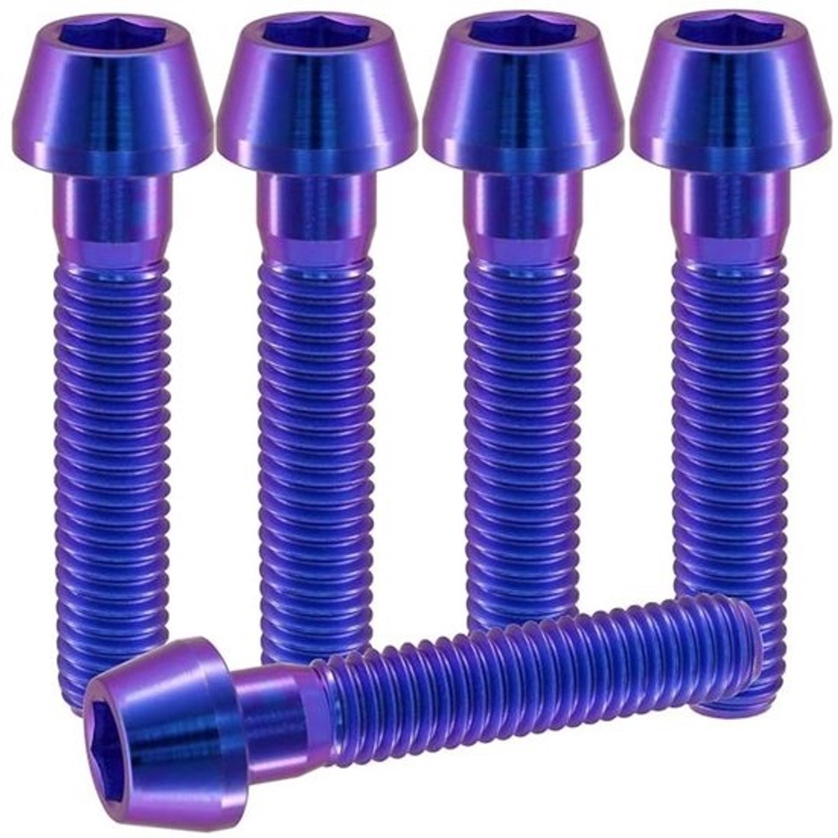 Schroeven voor fietsvoorbouw - Stambouten - Voor fietsreparatie - Lichtgewicht titanium - M6 x 30 mm - Blauw lila