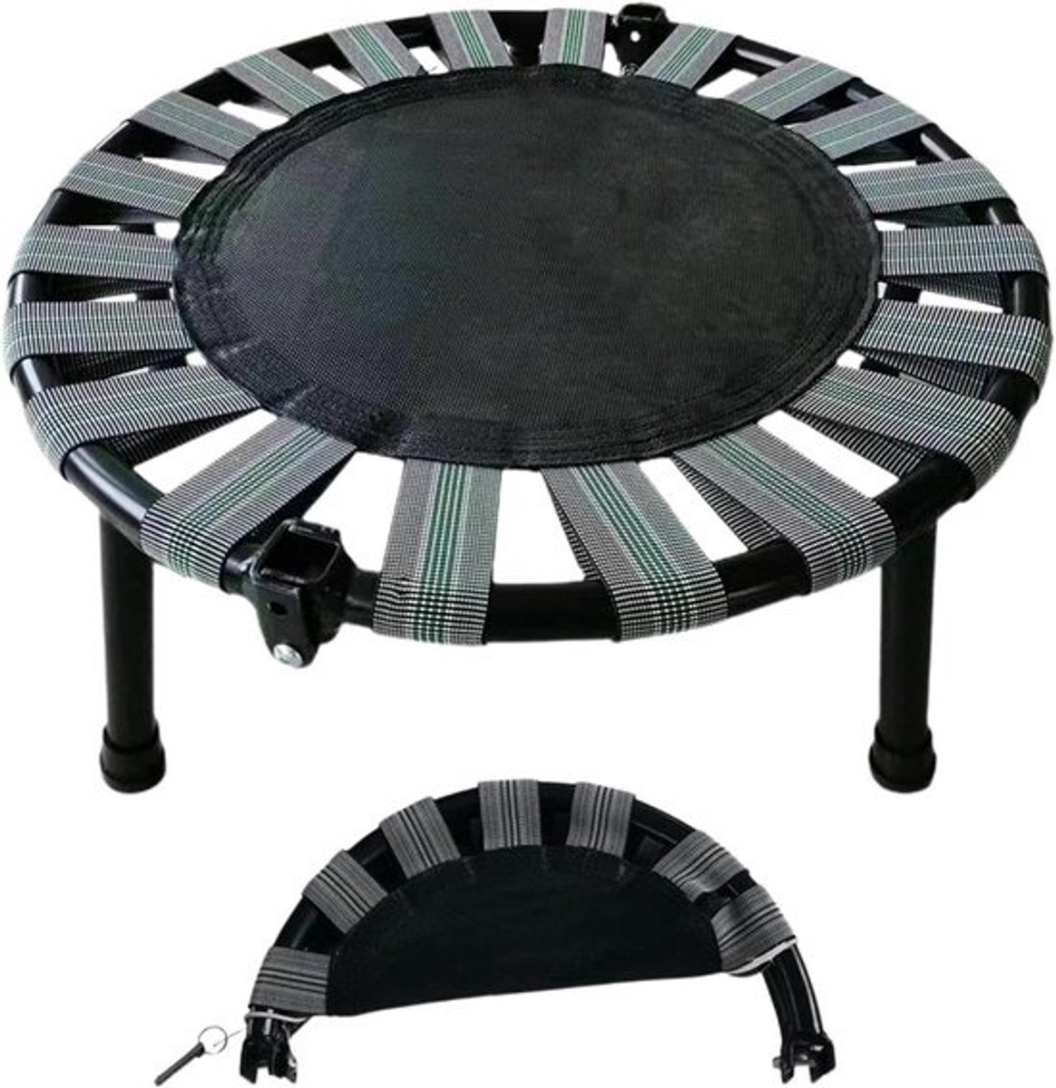 Indoortrampoline - Springbed voor fitness - Voor spelen en trainen - Stil - opvouwbaar - 45x16 cm - Grijs