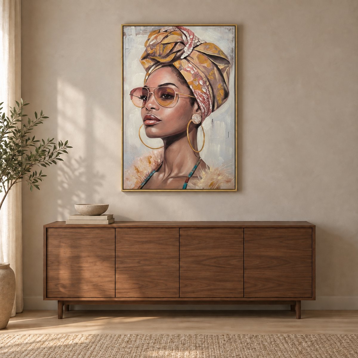 Mansion atmosphere Schilderij Glamour Portret Zahra – 80 × 120 cm