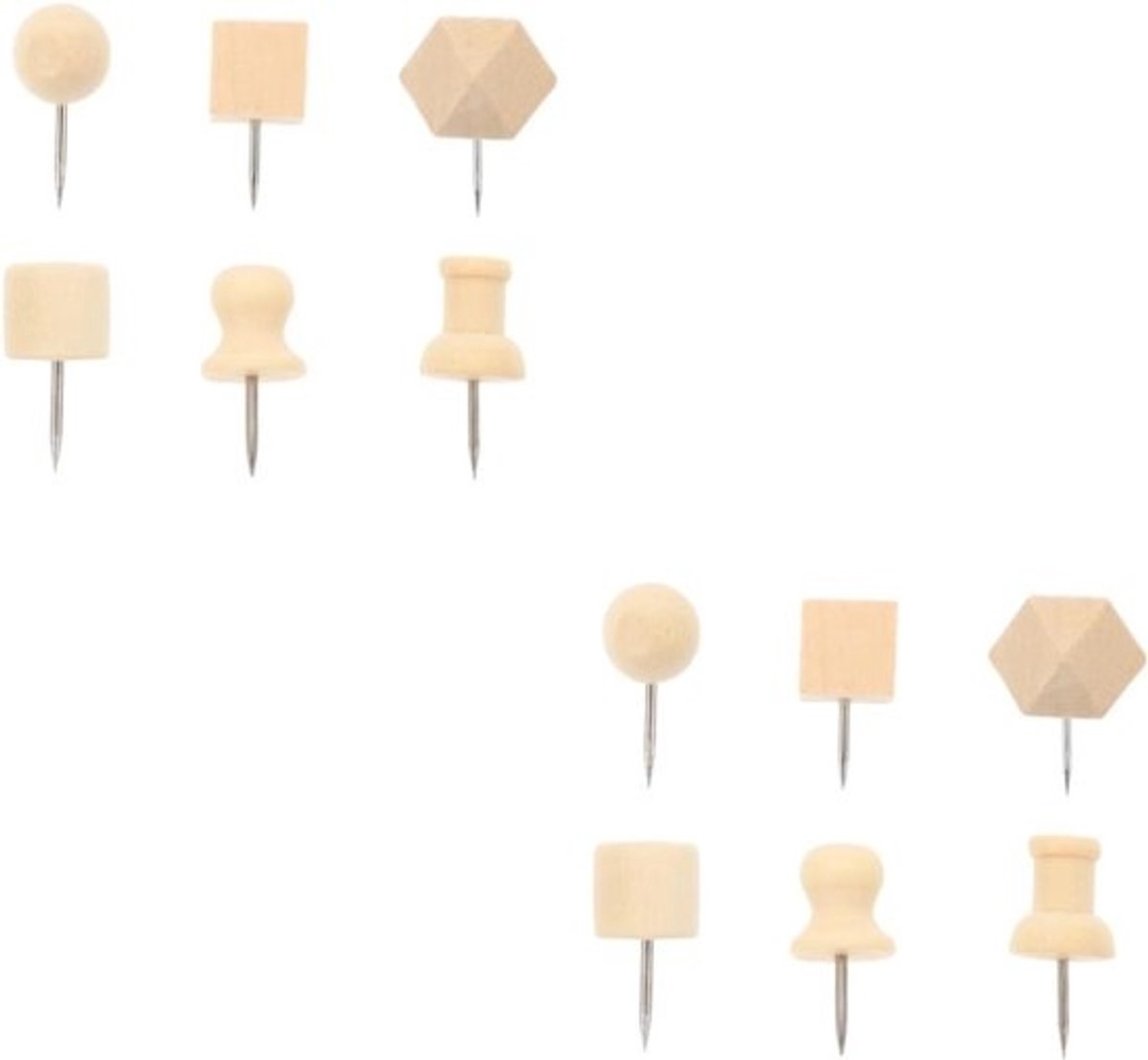 Houten duimspijkers - Decoratieve prikkers - Voor foto's bevestigen - Set van 120 stuks - 2.4 x 1.4 cm - Houtkleur
