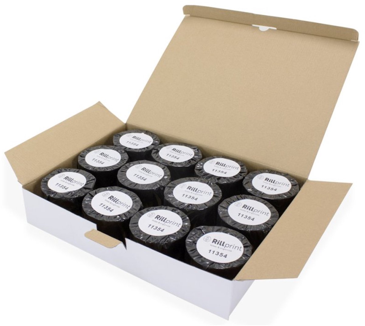 rillprint rolletiketten, wit, permanent, 12 rollen à 500 stuks