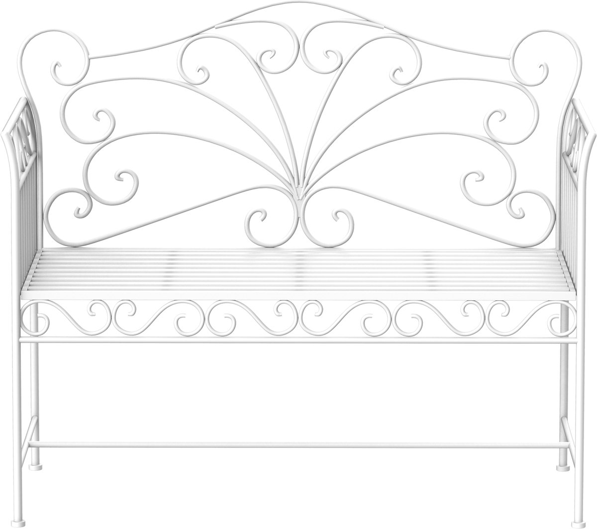 Tuinbank voor buiten 111 x 50 x 98 cm Wit Metaal tweepersoons tuinbank stoel voor terras en park met vintage rugleuning eenvoudig ontwerp praktisch en stijlvol