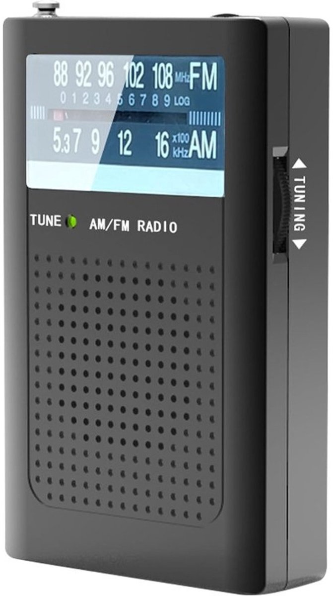 Draagbare radio - Kleine AM/FM-radio - Voor buiten luisteren - Energiezuinig ontwerp - Compact formaat