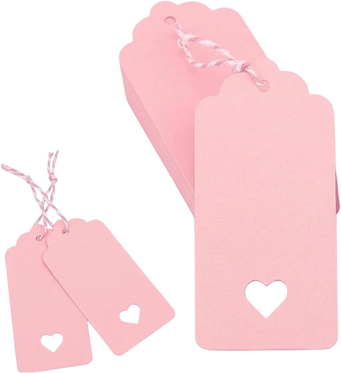 50 etiketten van opengewerkt papier in hartvorm, 4,5 x 9,5 cm, met draad om op te hangen, uitgesneden etiketten voor - ShopVlot