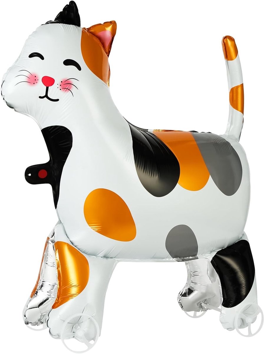 Dieren Folieballonnen - Loopballonnen Kat - Feestdecoratie - Realistisch Loop Effect - 80x74 cm - Gevlekt