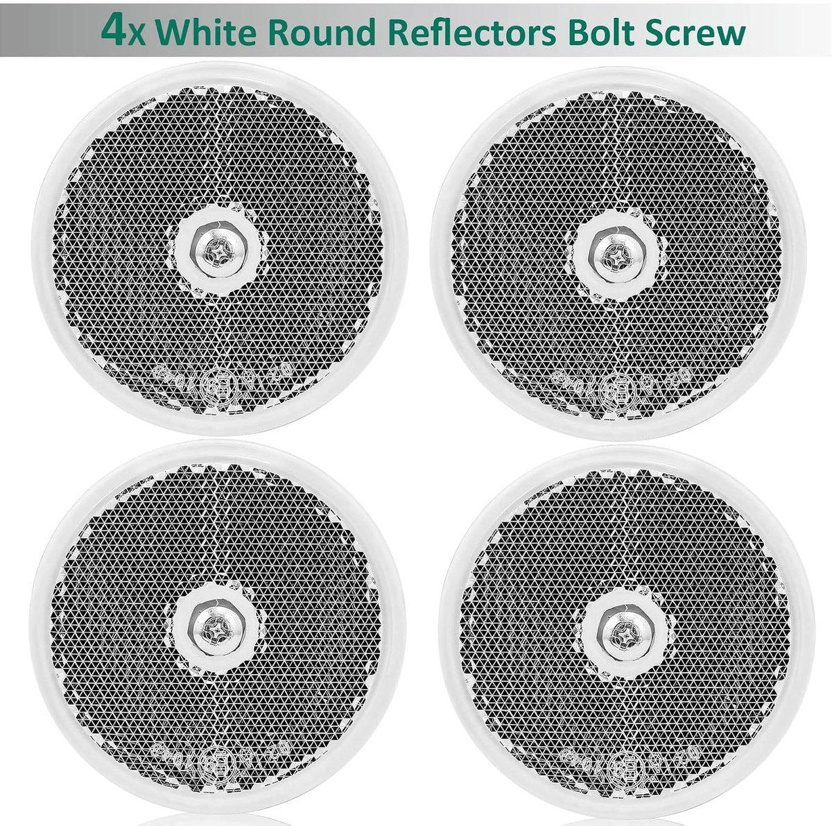 2 x Round Retro Reflectors White for Trailers with E-Mark and 60 mm Diameter for Trailers, Bikes, Agricultural - ShopVlot