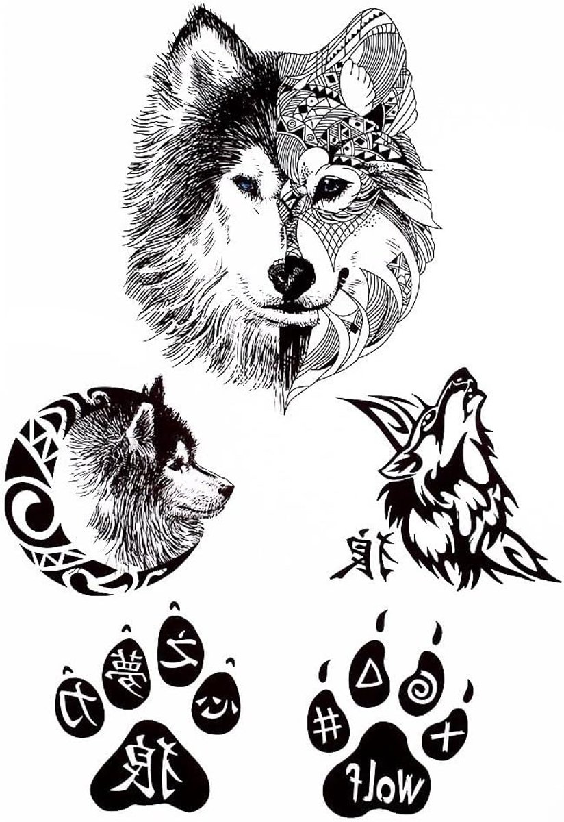 2 vellen wolf tatoeages dier tatoeages arm tattoo wolven tatoeages dier kleeftatoeages J502 T48
