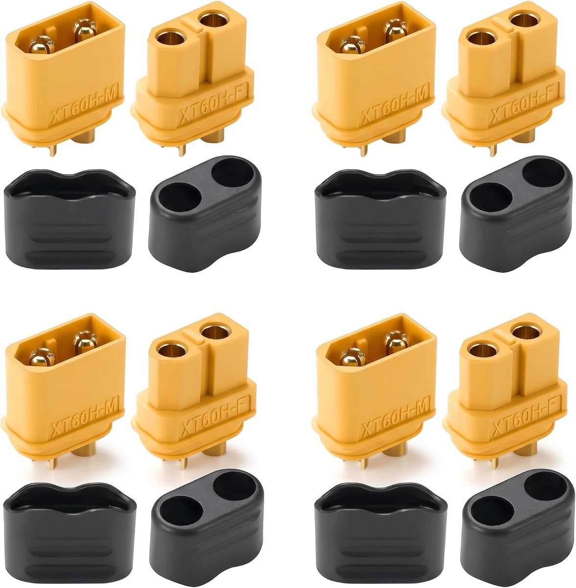 XT60H connector set 4 stuks male female stekker - 24K vergulde contacten - tot 30A continu - ShopVlot