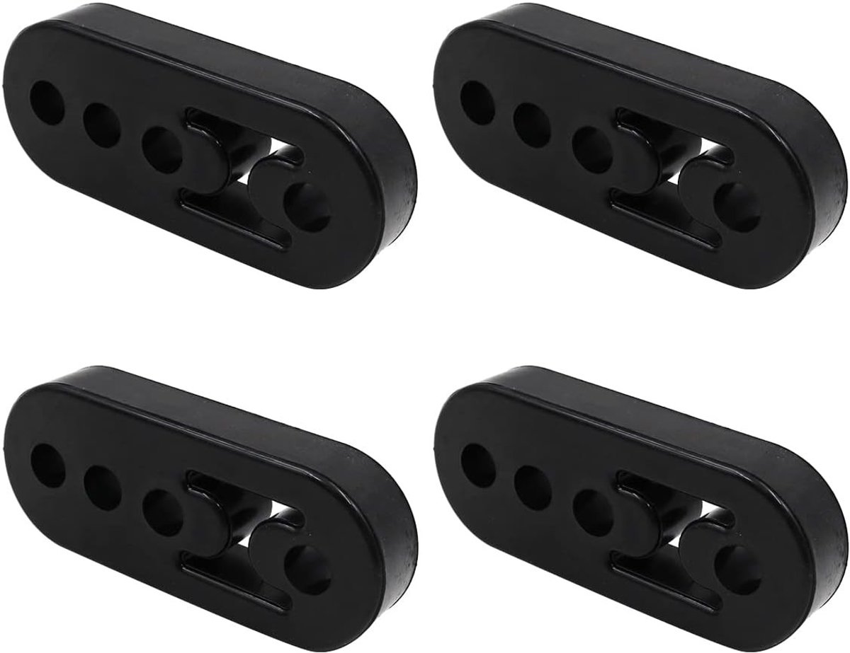4 Stuks Universele Uitlaten Beugel - Rubber 4-Hole Houders - Zwart