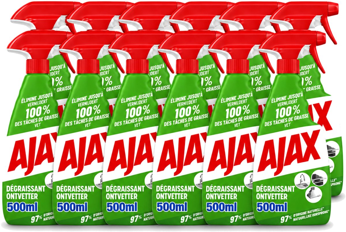 12 x Ajax – Ontvetter Spray – 500 ml - Voordeelverpakking - 12 stuks