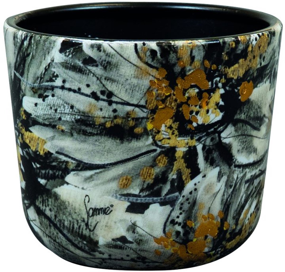TS Collection - Vaas consich Designed by Lammie - Marigold Ash - 8x7 - Metaal & Epoxy - Exclusieve woonitems voor binnen - Handgemaakt - Unieke print - Designed by Lammie