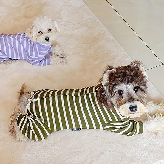 Hondenbody na operatie, lange mouwen chirurgisch pak voor honden, herstelpak na castratie, hondenpijama voor kleine en middelgrote honden met poten — afbeelding 3