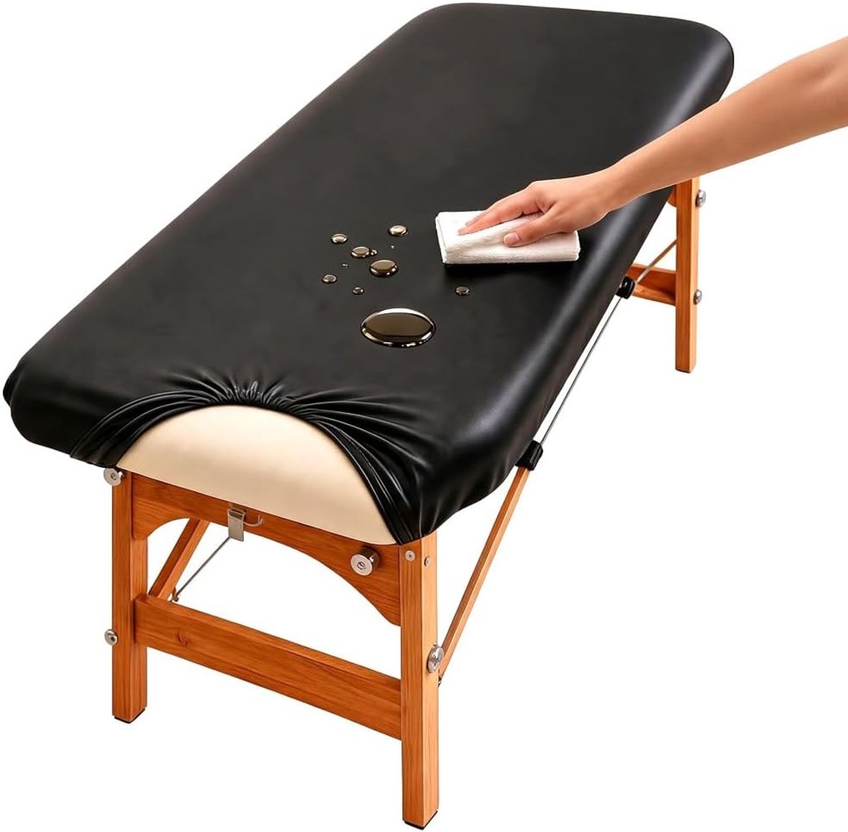 Massagestoel Overtrek - Zwart - 180 x 70 x 8 cm - Waterafstotend PU-materiaal - Voor Massagestudio's en Schoonheidsalons