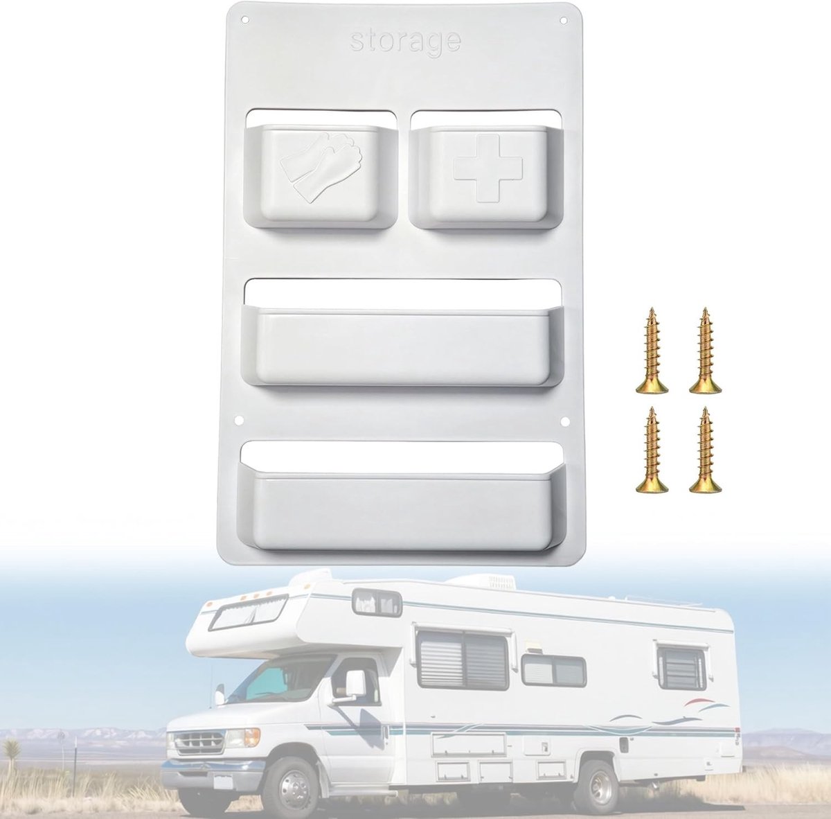Toilet Service Valve en Deurorganiser voor Motorhome en Caravan met Cassette Toilet en PP Afvalwatertank Plank Flap