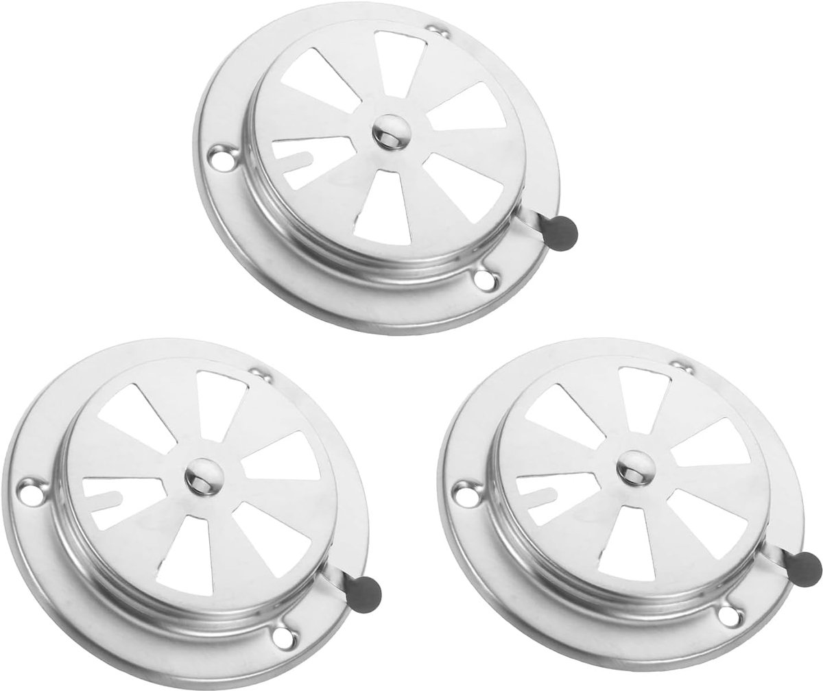 Set van 3 uitlaatafdekkingen voor oven, rond, roestvrij staal, voor oven, 95 mm, ventilatierooster, rozet voor grill - ShopVlot