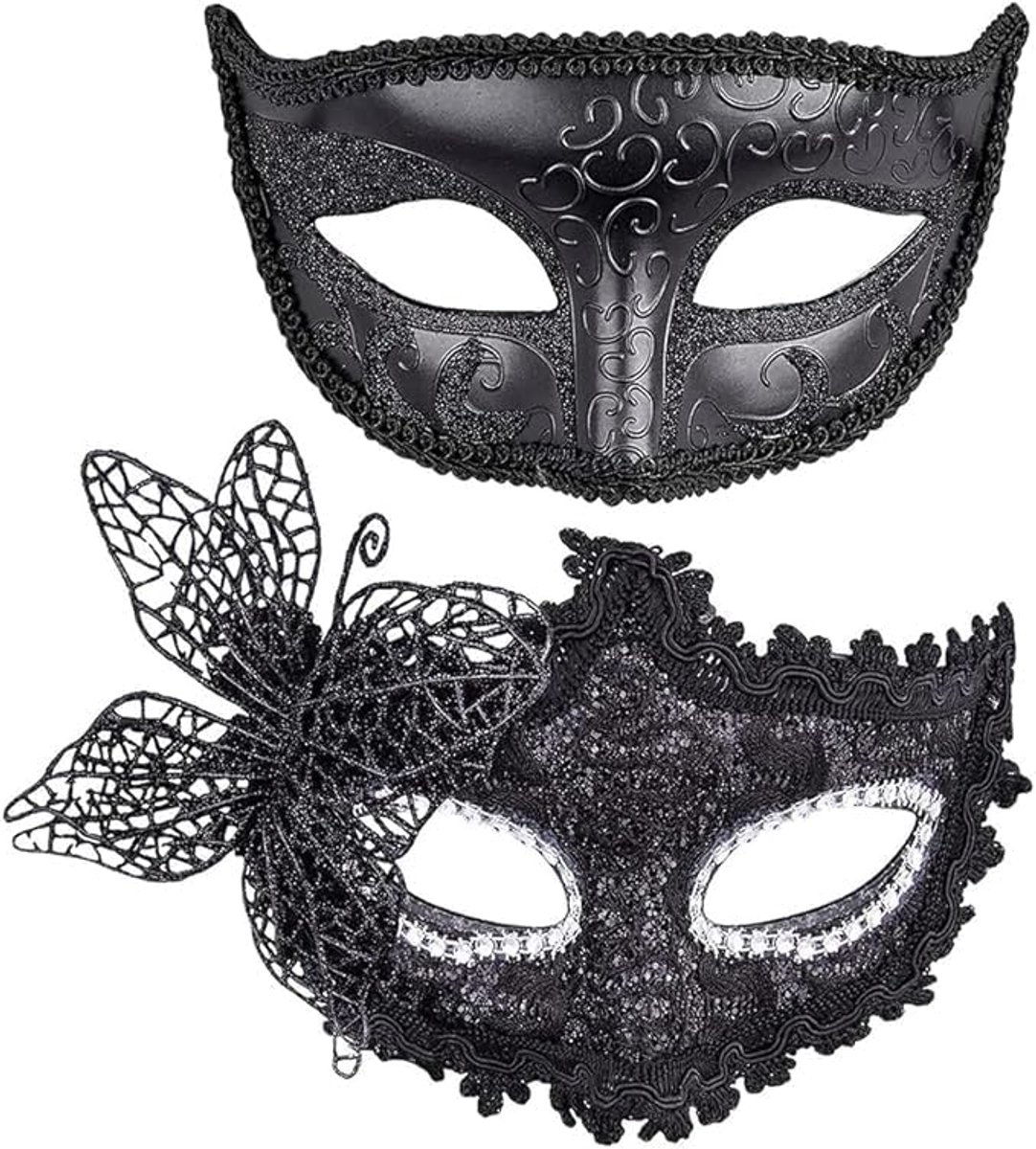 Carnavalsmaskers voor koppels - Venetiaans design - Feestmaskers voor mannen en vrouwen - ShopVlot