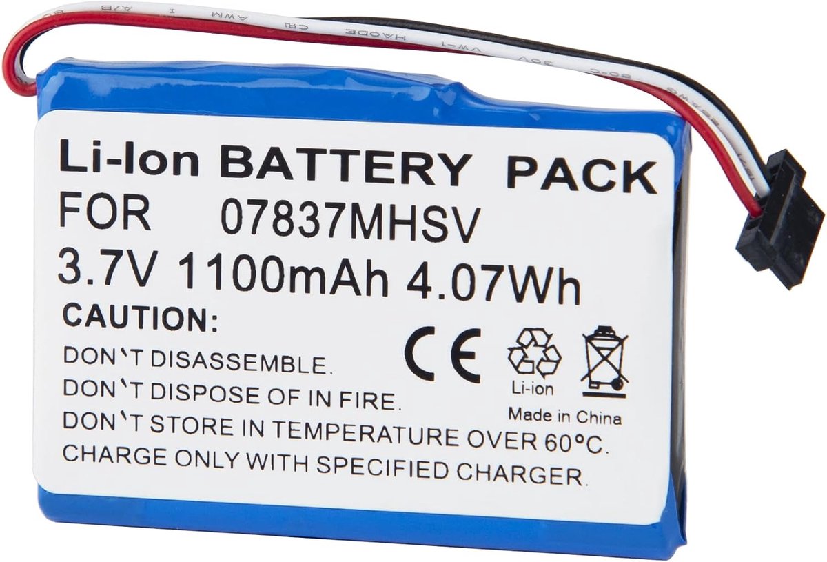 Accuvervanging voor 07837MHSV, S30, 338937010150 voor GPS-navigatie (1100 mAh, 3,7 V, Li-Ion) - ShopVlot