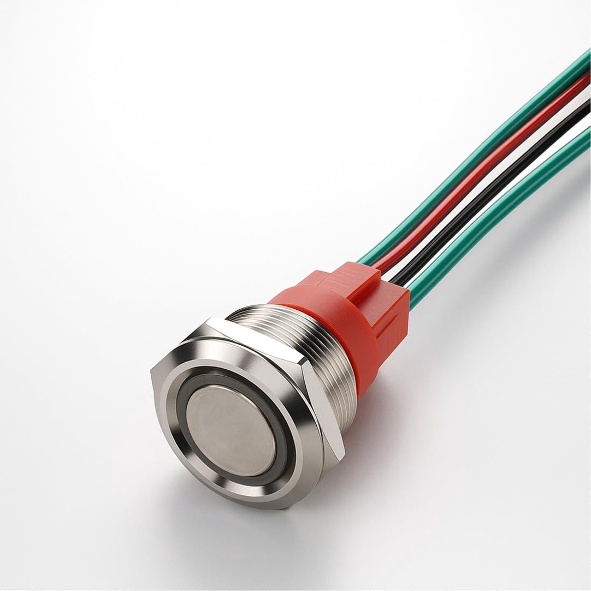 Guuzi 15 Amp Momentary Pushbutton Switch 220V Waterproof Marine Switch 4 Pin 22mm SPST White LED Illuminated Button - ShopVlot