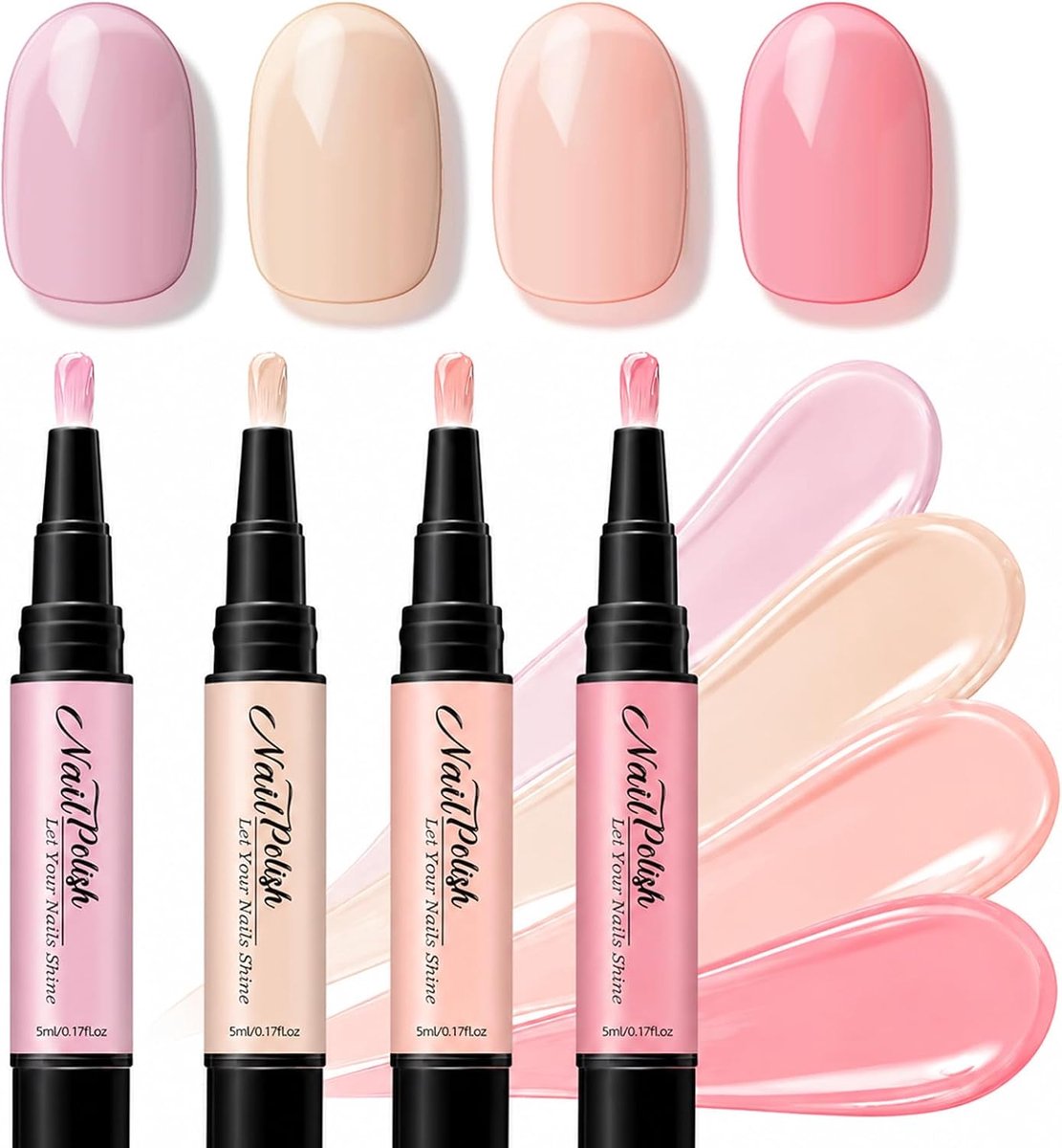 Nail polish pen set 4 stuks - Jelly kleuren - Sneldrogend - Voor een verzorgde manicure - ShopVlot