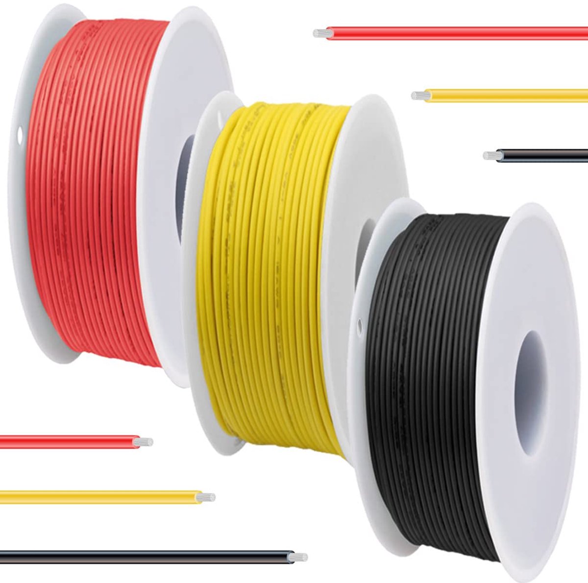 22 Gauge 600V 22 AWG Braided Tinned Copper 3 Colors (Black, Red, Yellow) 7m/23 Feet Each Electrical Cable Wiring Kit - ShopVlot