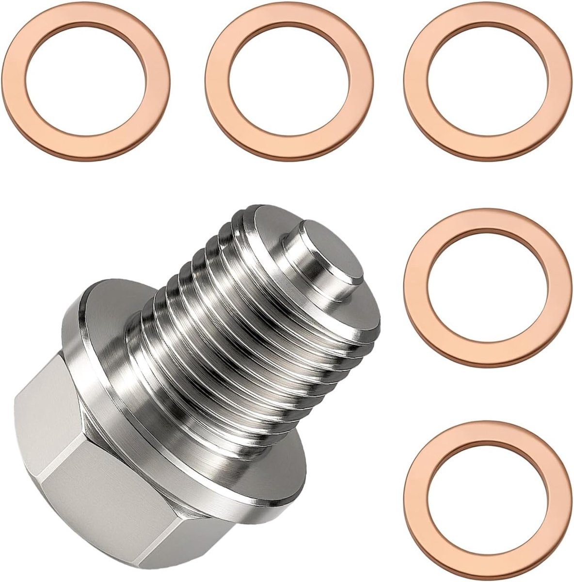 Magnetic Oil Drain Plug M14x1.5 with Seal – Oil Draining Screw incl. 5 Copper Seals – Universal Oil Drain Approval for - ShopVlot