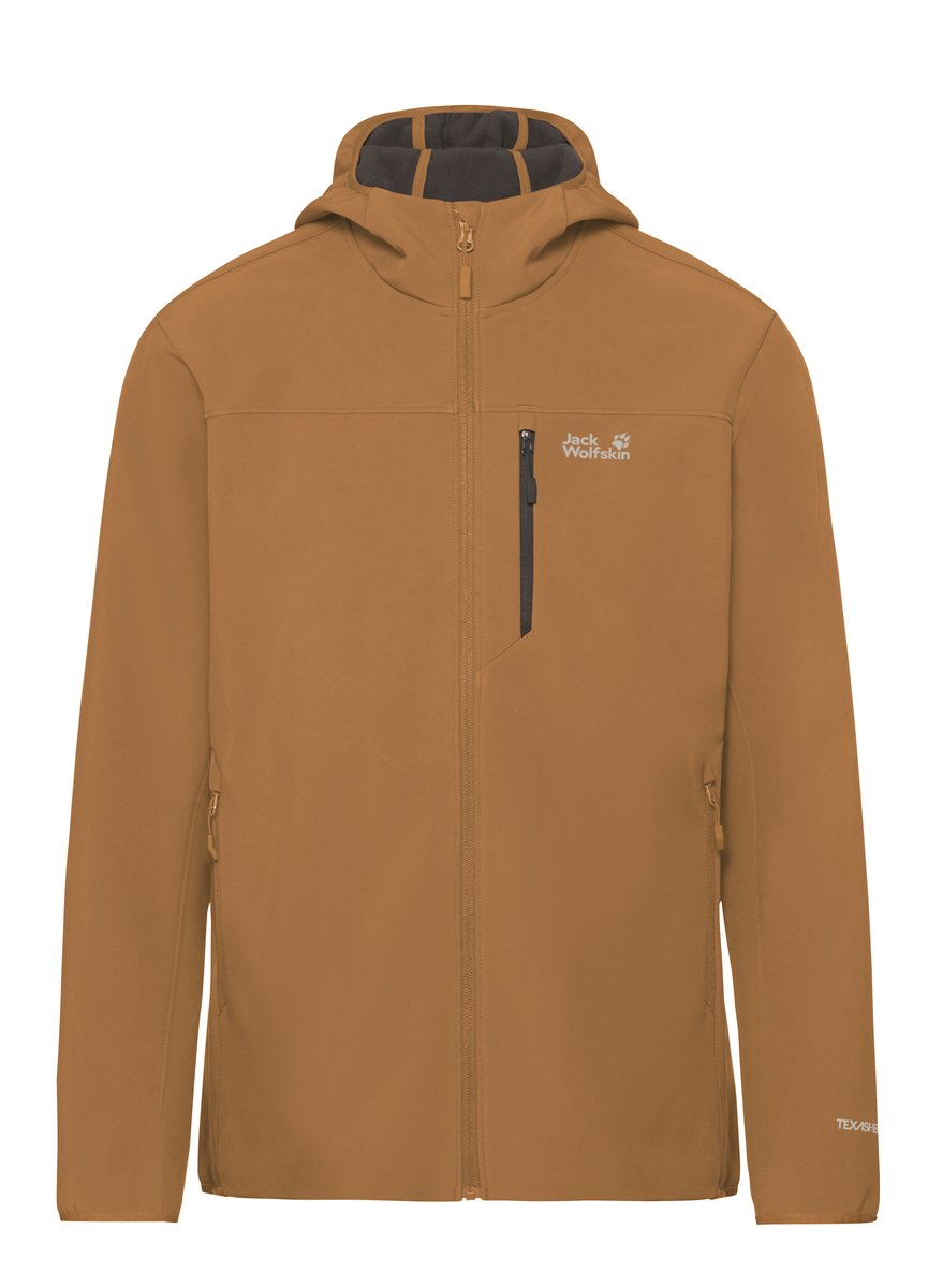 Jack Wolfskin Wild Winds Hooded Jacket Softshell Heren Peanut