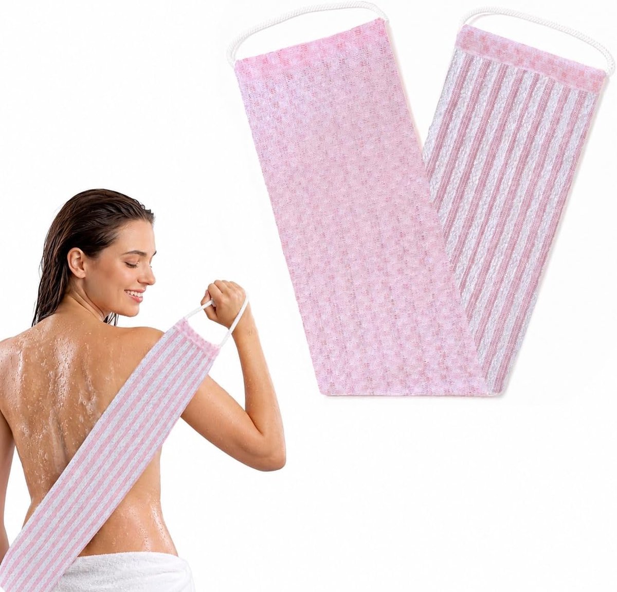 Douche, 1 stuk van nylon, rugreiniger voor lichaam, roze