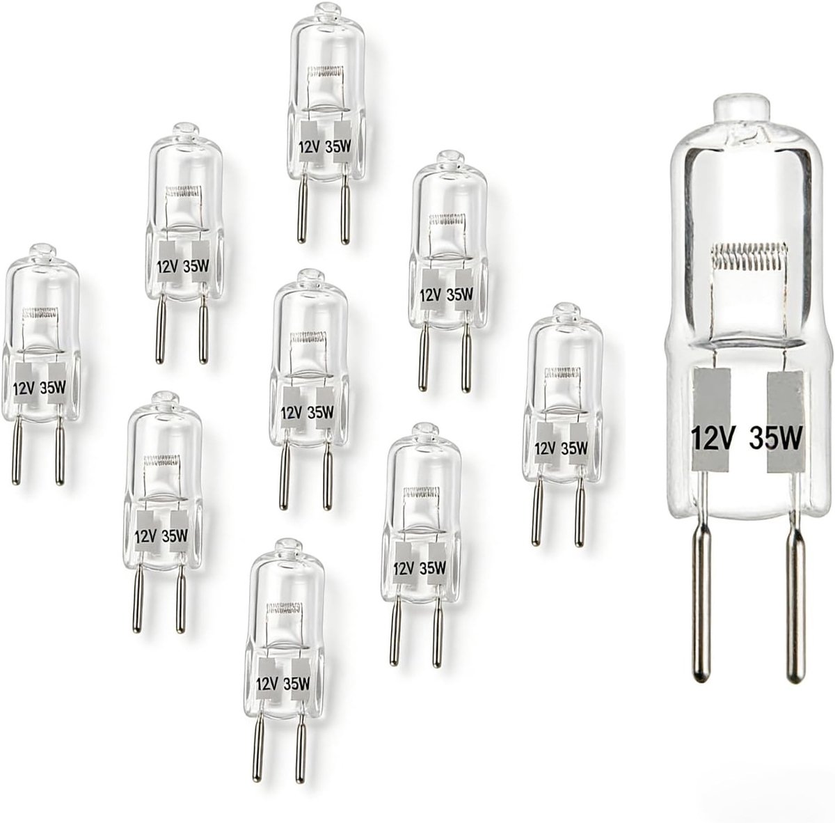 10 G4 Halogeenlampen 12V 35W, Helder Glas, Warm Wit Licht voor Keuken, Woonkamer en Verlichting binnenshuis
