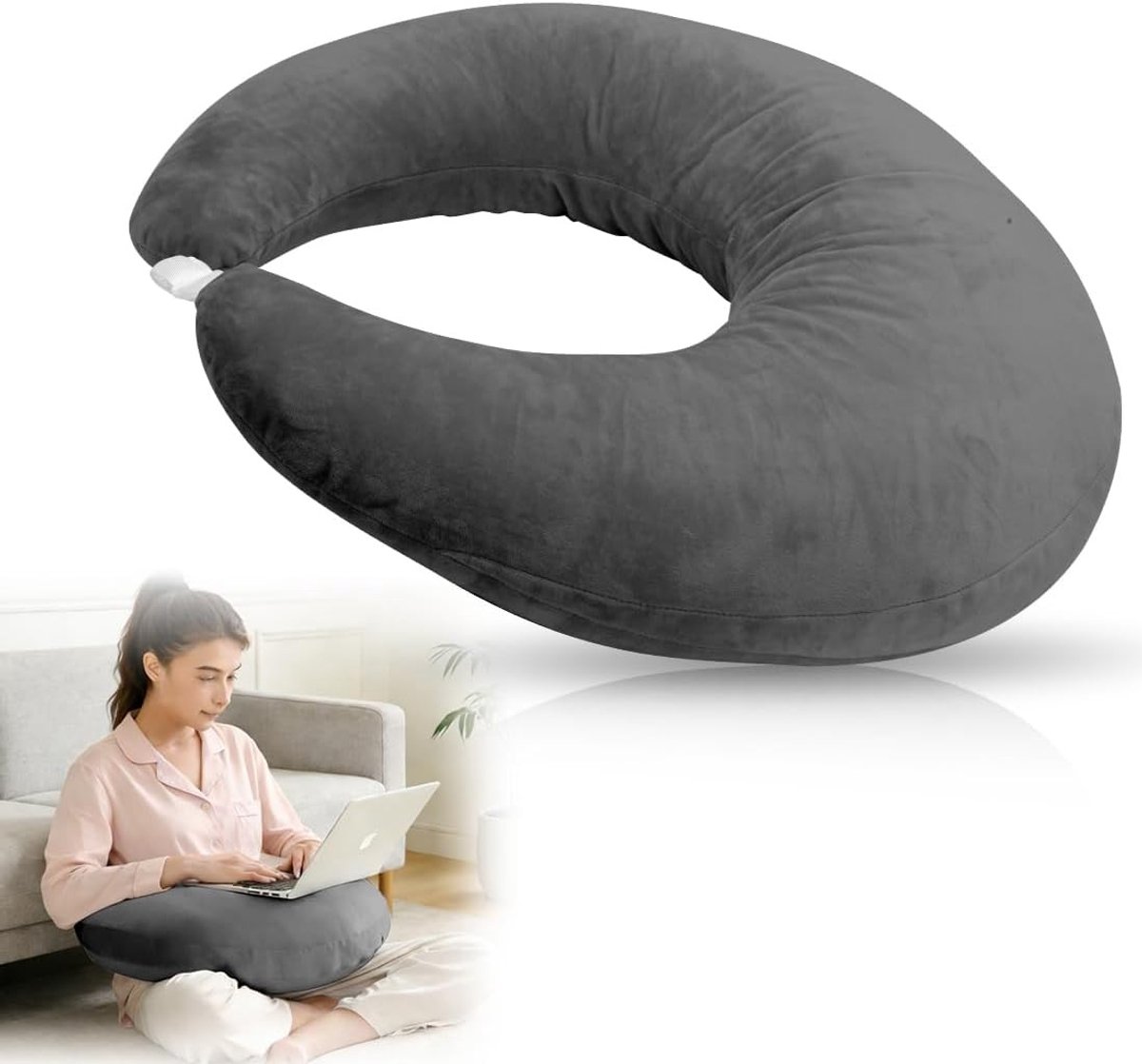 Ergonomisch Lees- en Gamingkussen, Ondersteunend Armkussen voor Comfortabel Werken en Spelen (Donkergrijs)
