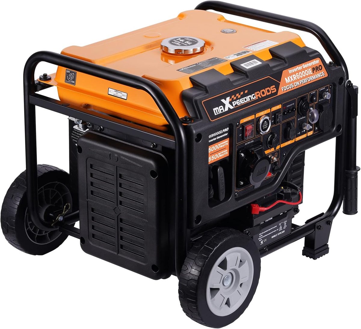 Generator 56.5x46.5x45 cm, 5500W Inverter Krachtgenerator op Benzine met ATS Interface - Industrohome