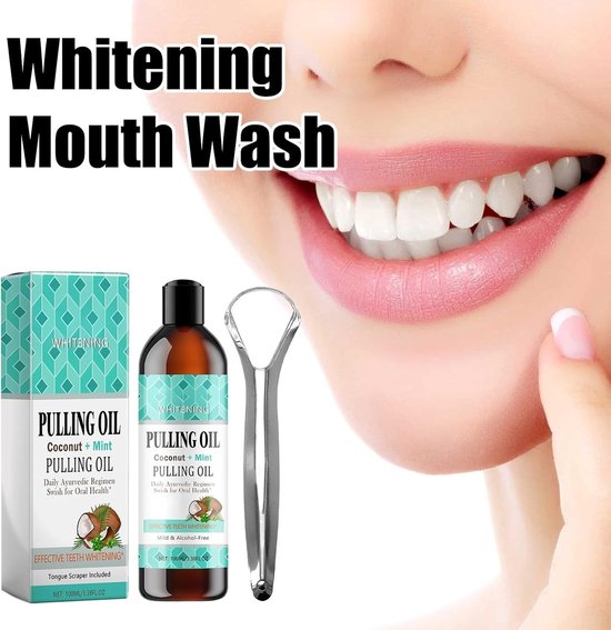 100 ml mondspoeling met kokosolie voor frisse adem, gezonder tandvlees en optimale tandverzorging, inclusief tongschraper — afbeelding 5
