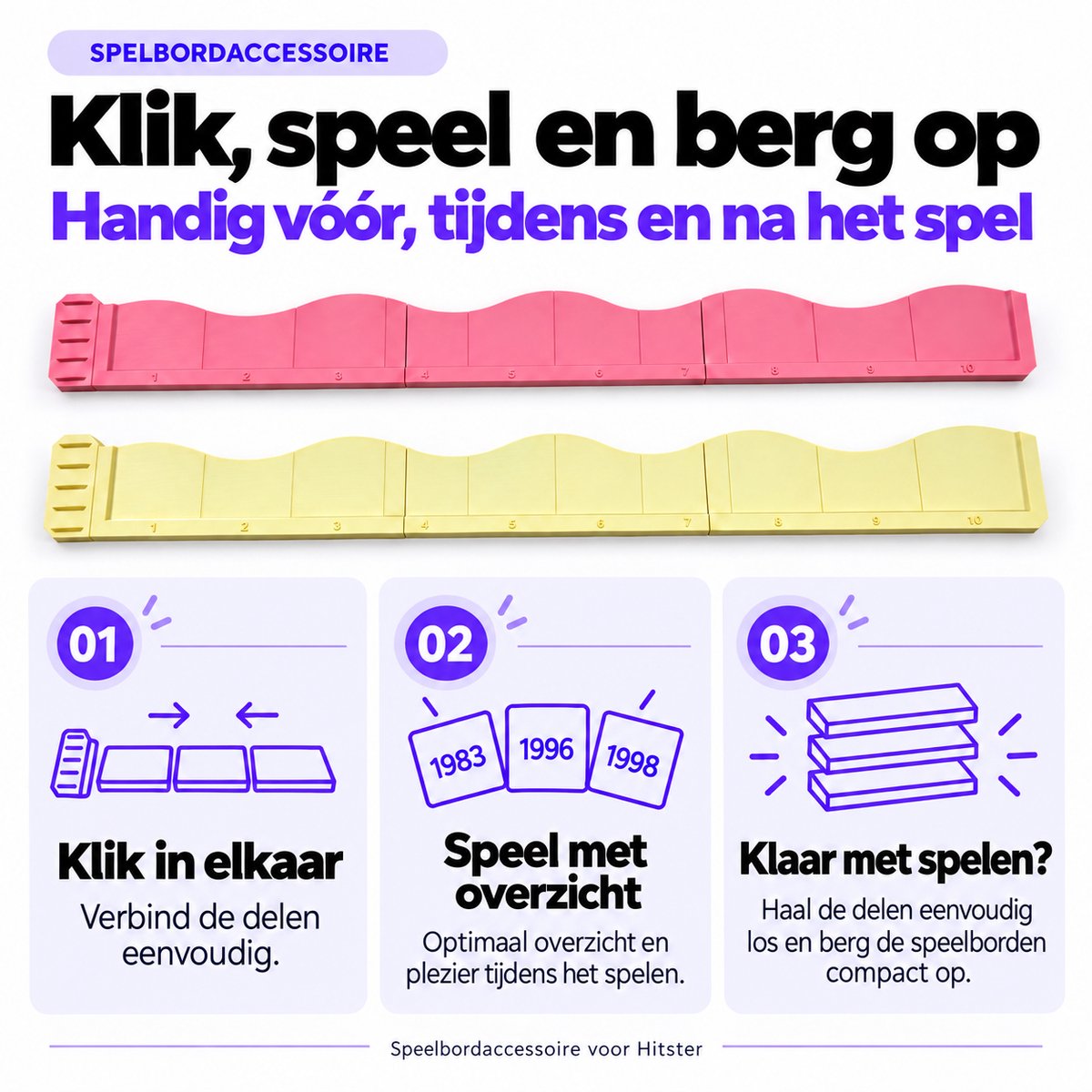 Speelborden geschikt voor Hitster - Set van 2 - Roze & Geel - Met aanklikbare muntenhouders - Geschikt voor Battle Of The Generations - Flying Mic - Original - Guilty Pleasures - En meer! — cadeau in Cadeau-ideeën - foto 4