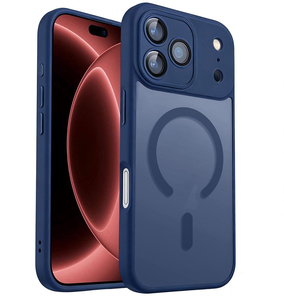 XDcase Skin Feel Transparant Mat Hoesje met MagSafe magneet & Lensbescherming – Apple iPhone 18 Pro Midnight Blue