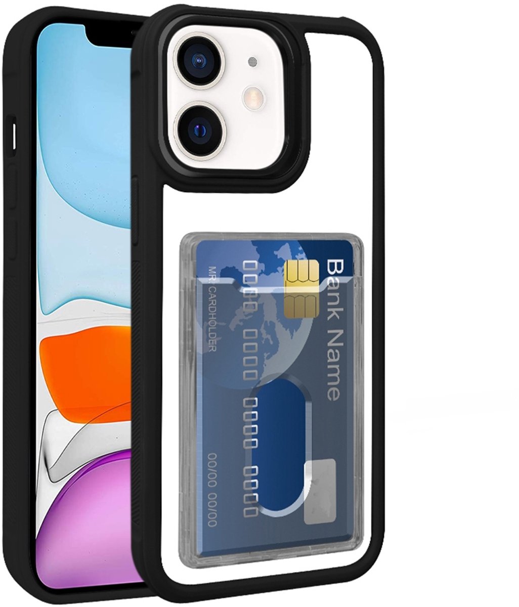 Hoesje met Pasjeshouder voor de iPhone 11 - Electroplated Acryl Hybrid TPU - Zwart