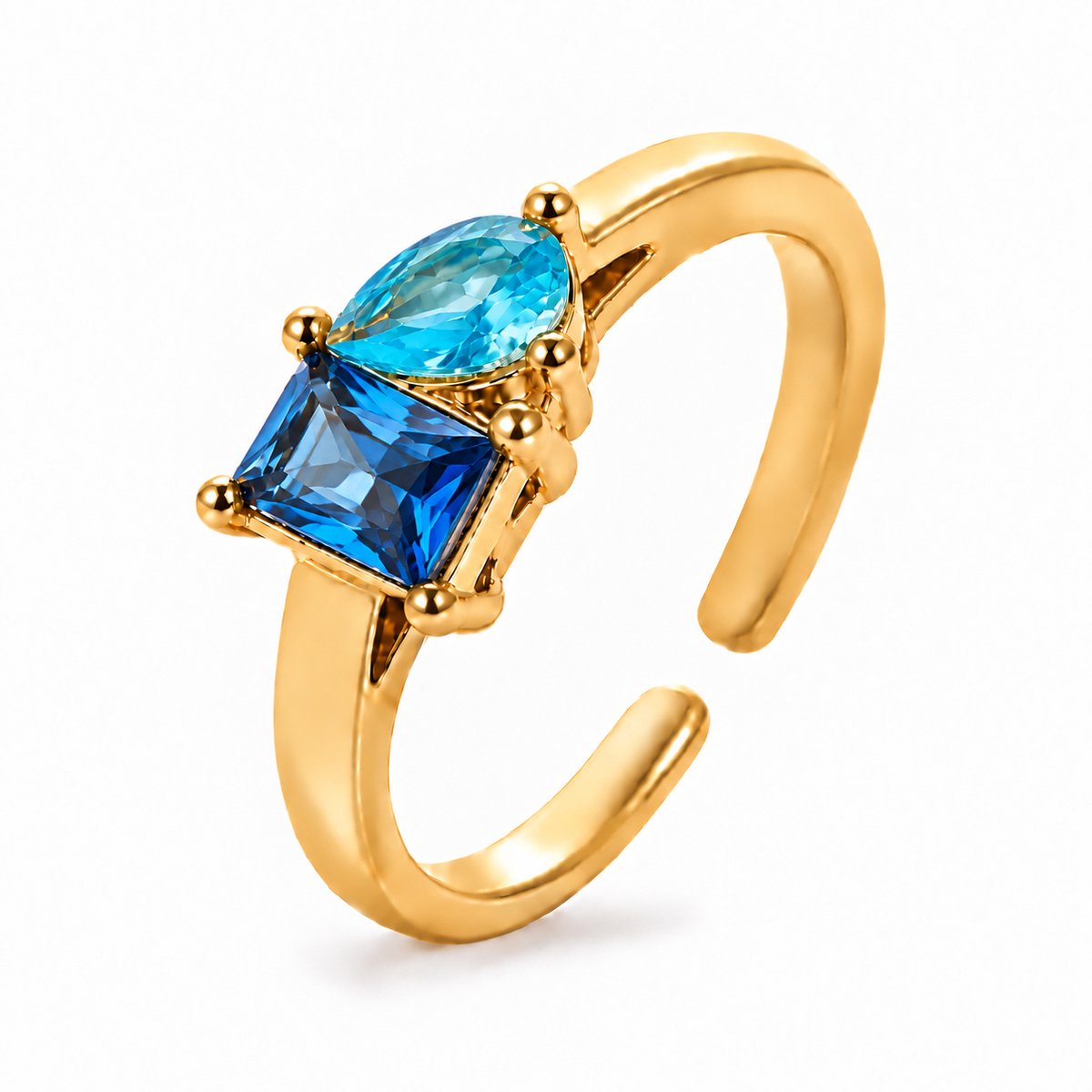 Maevi® Geboortesteen Ring - Maand: December - Kleur: Goud - Onesize / Verstelbaar - Hoge Kwaliteit - Roestvrijstaal / RVS / Stainless Steel - Geboorte Sieraden / Kraamcadeau - Kado - Vrouwen / Dames Sieraad - Verkleurt niet - Incl. Luxe Verpakking