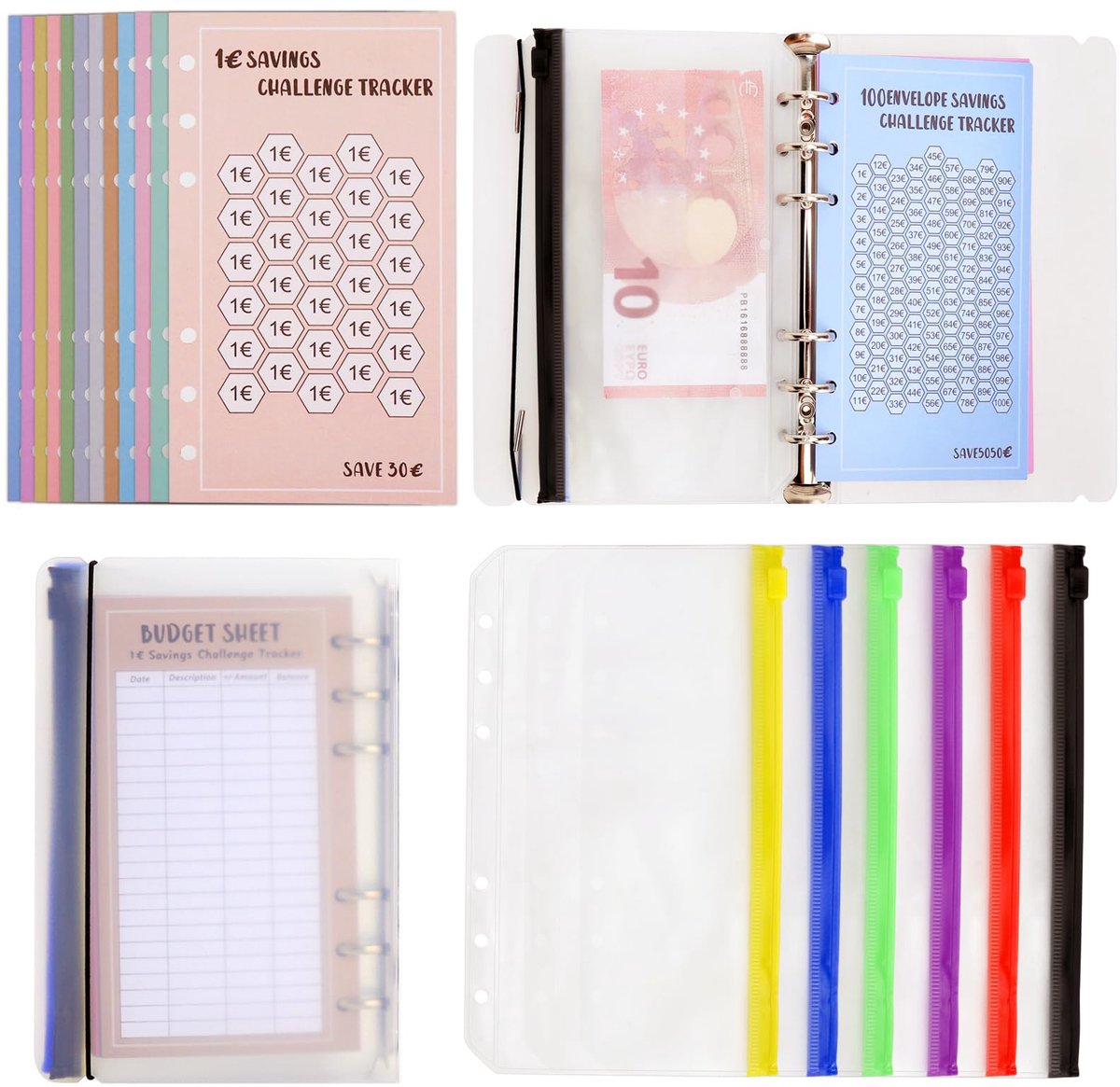 Budgetplanner, geldbesparende map, spaarmap, spar-challenge, budgetmap A6 – 48 euro tracker & 12 folies, stabiele - ShopVlot
