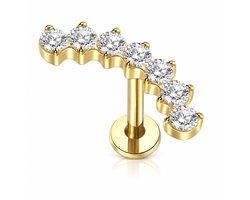 Maevi® Piercing voor Oor - Kleur: Goud - Formaat: 12 x 6 MM - Titanium - Tragus / Kraakbeen / Helix / Conch - Oorpiercing - Piercing Sieraad - Hoge Kwaliteit - Labret Piercing - Luxe Sieraad - Oorbellen