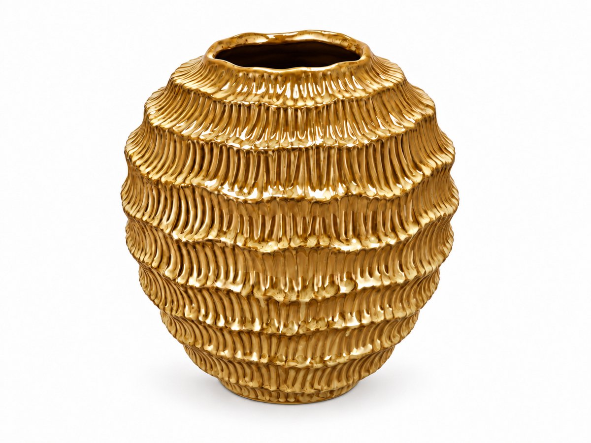 Daan Kromhout - Vaas - Goud - Structure - Bol - Quinty - 26x26cm