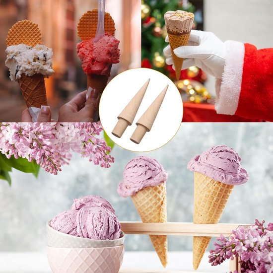 Set van 2 houten wafelmolens voor het maken van wafels en ijsconussen, ideaal voor DIY desserts en snacks — afbeelding 4